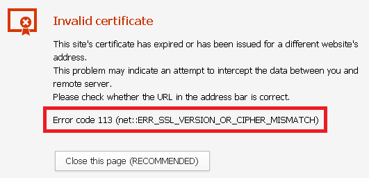 Помилка SSL в браузері Ошибка SSL в браузере