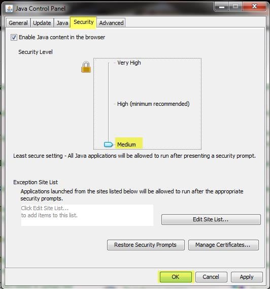 Java Control Panel Java Control Panel