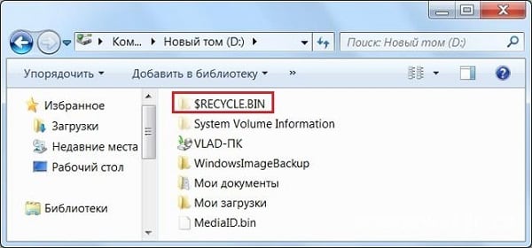 Папка $ RECYCLE.BIN на диску D Папка $RECYCLE.BIN на диске D