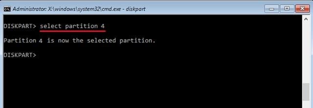 Використовуємо команду select partition Используем команду select partition