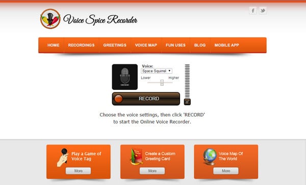 Інтерфейс Voice Spice Recorder Интерфейс Voice Spice Recorder