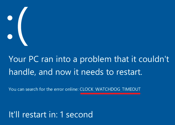 Помилка CLOCK_WATCHDOG_TIMEOUT Ошибка CLOCK_WATCHDOG_TIMEOUT