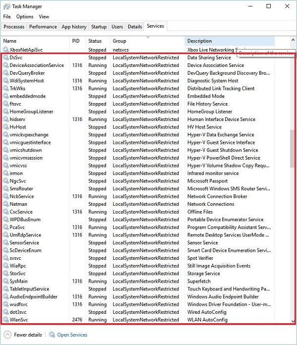 Список сервісів, що використовують у своїй роботі можливості Svchost.exe LocalSystemNetworkRestricted Список сервисов, использующих в своей работе возможности Svchost.exe LocalSystemNetworkRestricted