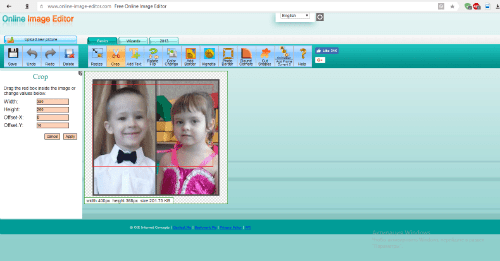 Інтерфейс сервісу Online Image Editor Интерфейс сервиса Online Image Editor